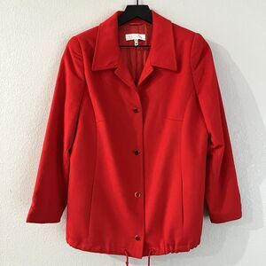 Escada Piacenza Red Button Up Rabbit Sporty Jacket Size 42
